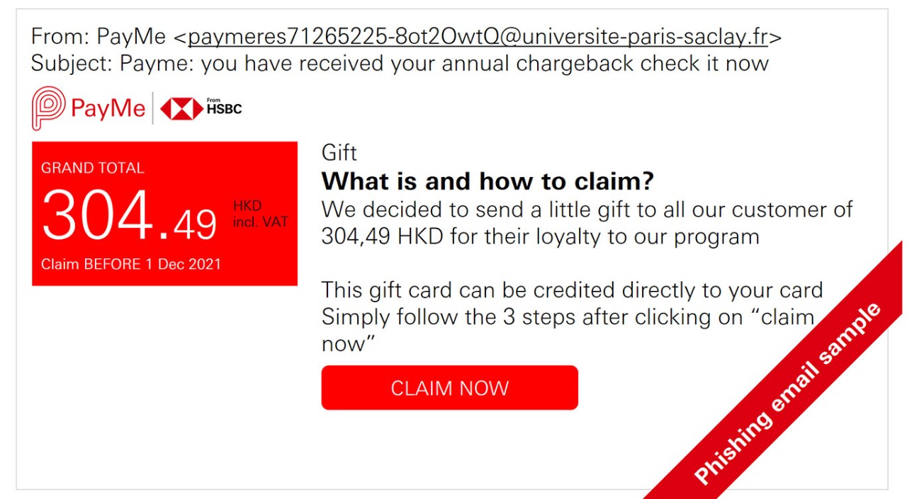 Screenshot for phishing email example 2.